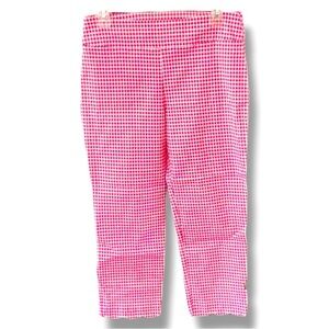 Attyre Size 10P Pink/White Flat Front Pull-On Scalloped Hem Ankle Pants